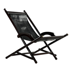 chaise pliante en cuir - noir