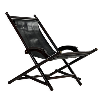 Folding chair black leather