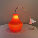Red Opaline Glass Pendant Light 1970 Space Age Ceiling Lamp Free Form Orange
