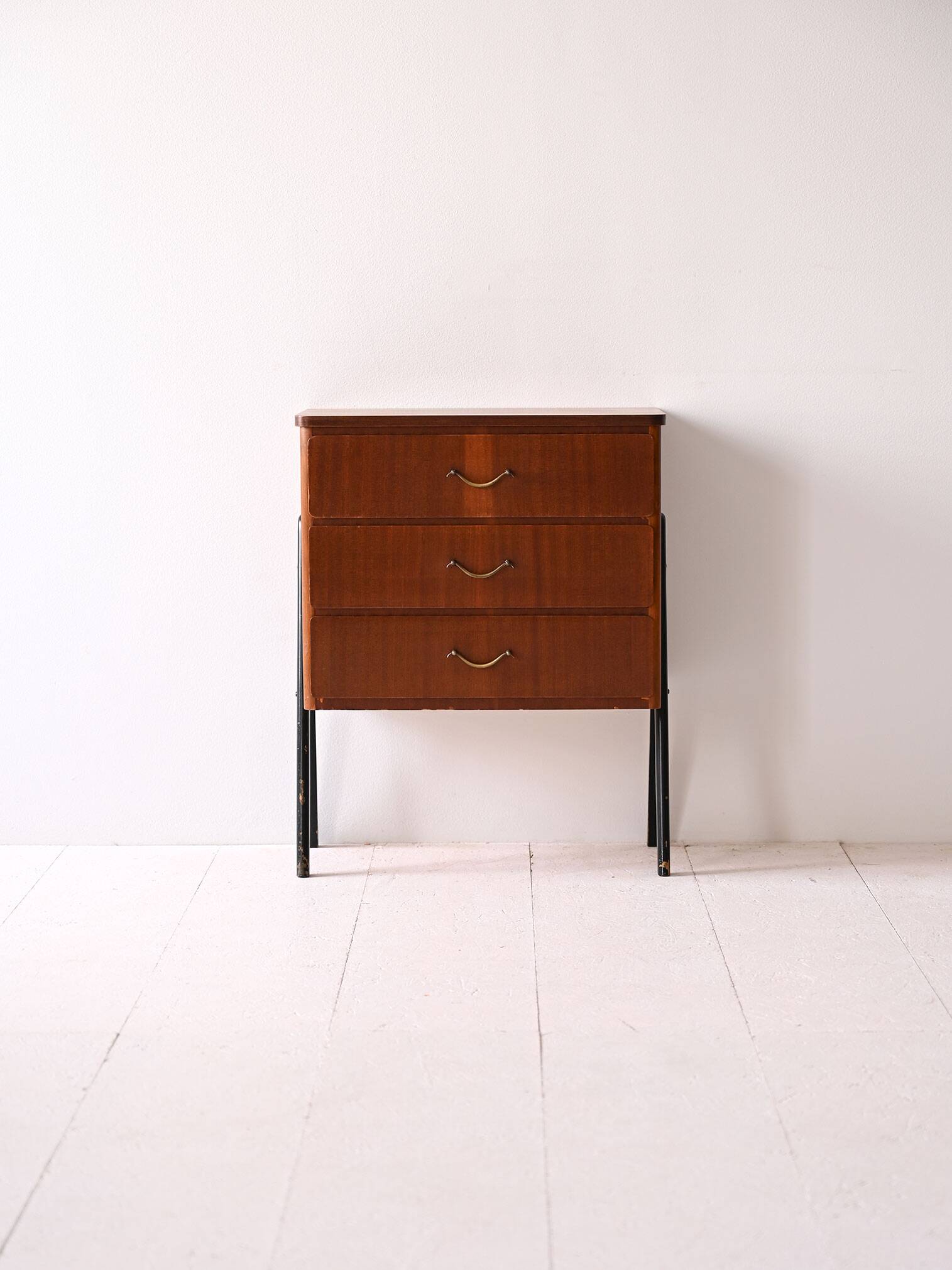 Teak bedside table with black details