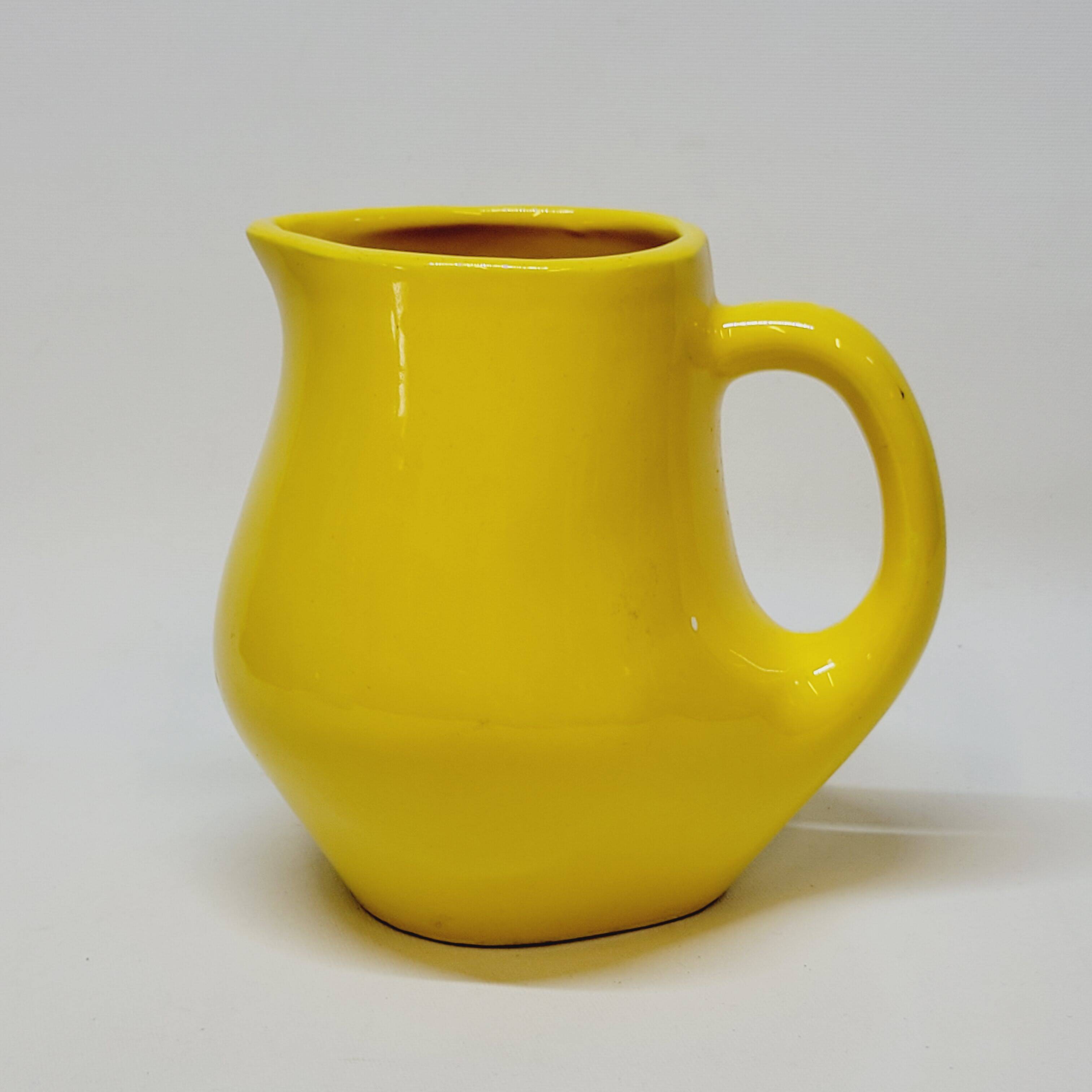 Vintage Bresse PL Poet Laval Yellow Ceramic Pitcher