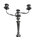 Pair of three-light convertible candelabras in silver metal