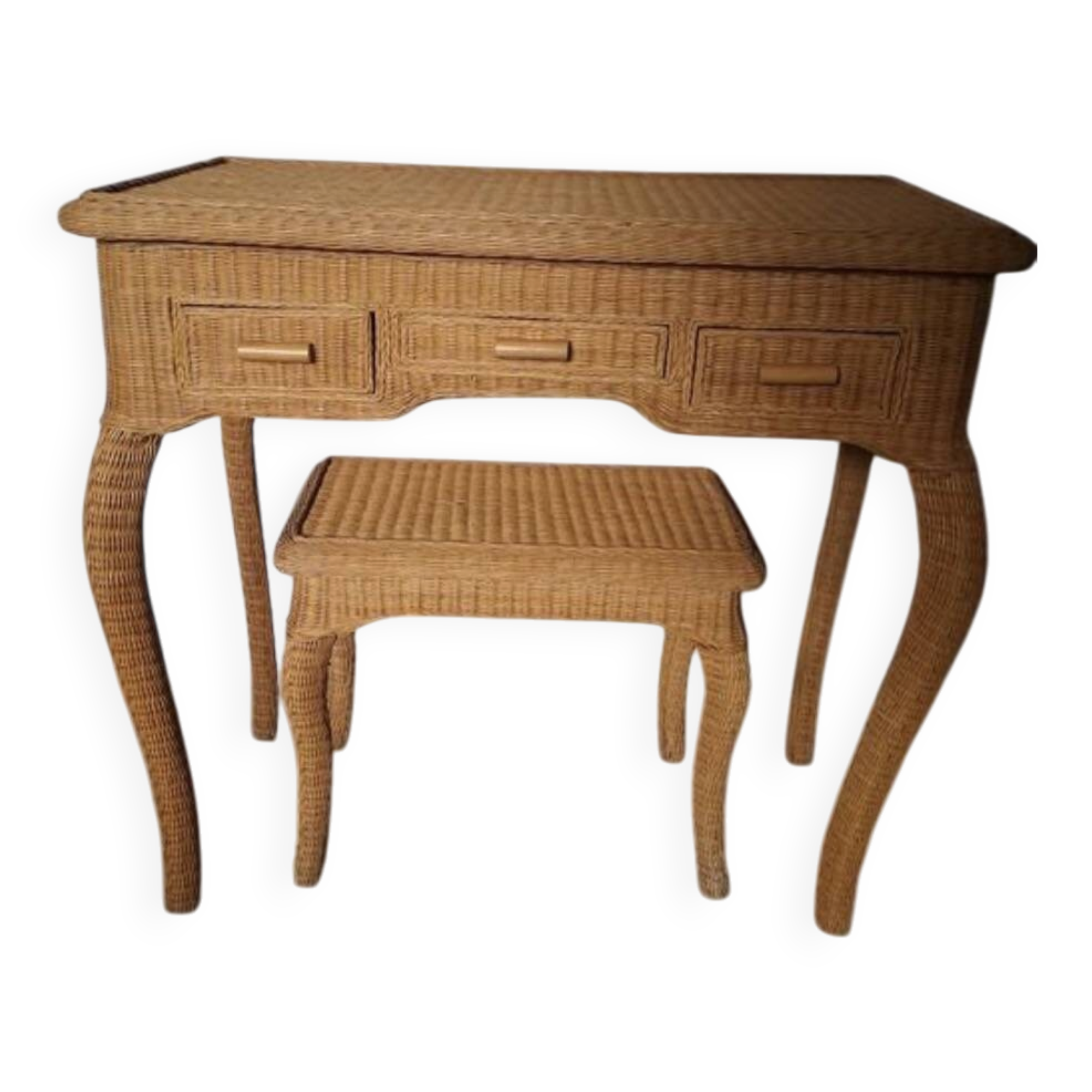Hairdresser's chair with a rattan stool