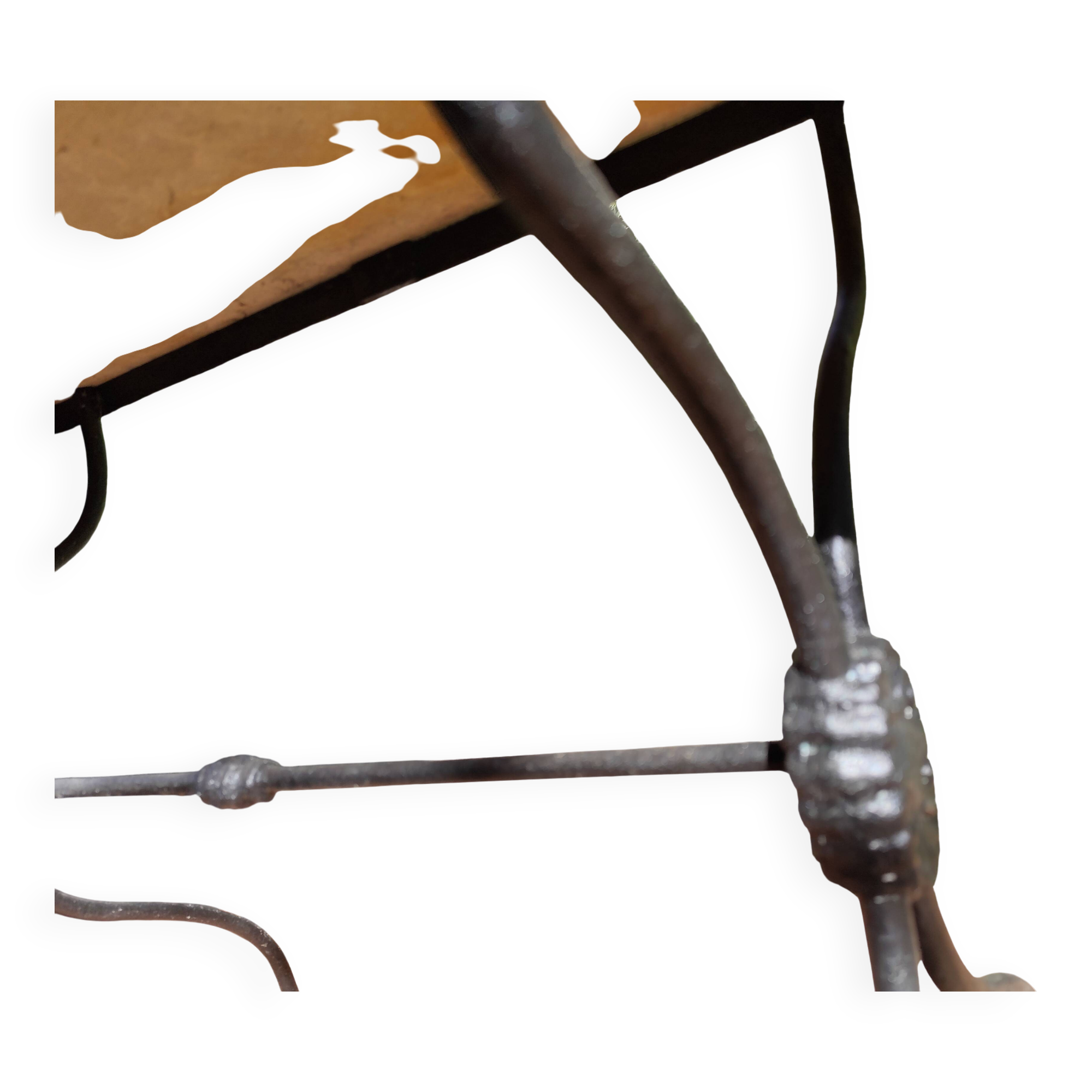 Table bistrot rectangulaire piètement x en fonte et plateau en marbre vintage