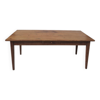 Rustic farmhouse table in solid cherry wood 19th century - 1m91.5