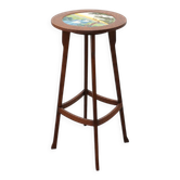 Art Nouveau side table with a swan tile top, Belgium, circa 1920.