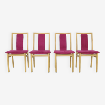 4x Chaise de salle à manger en velours par K. Høffer-Larsen