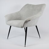 Fauteuil Mid-century Shell années 1960 NRD tissu jaune, restauré