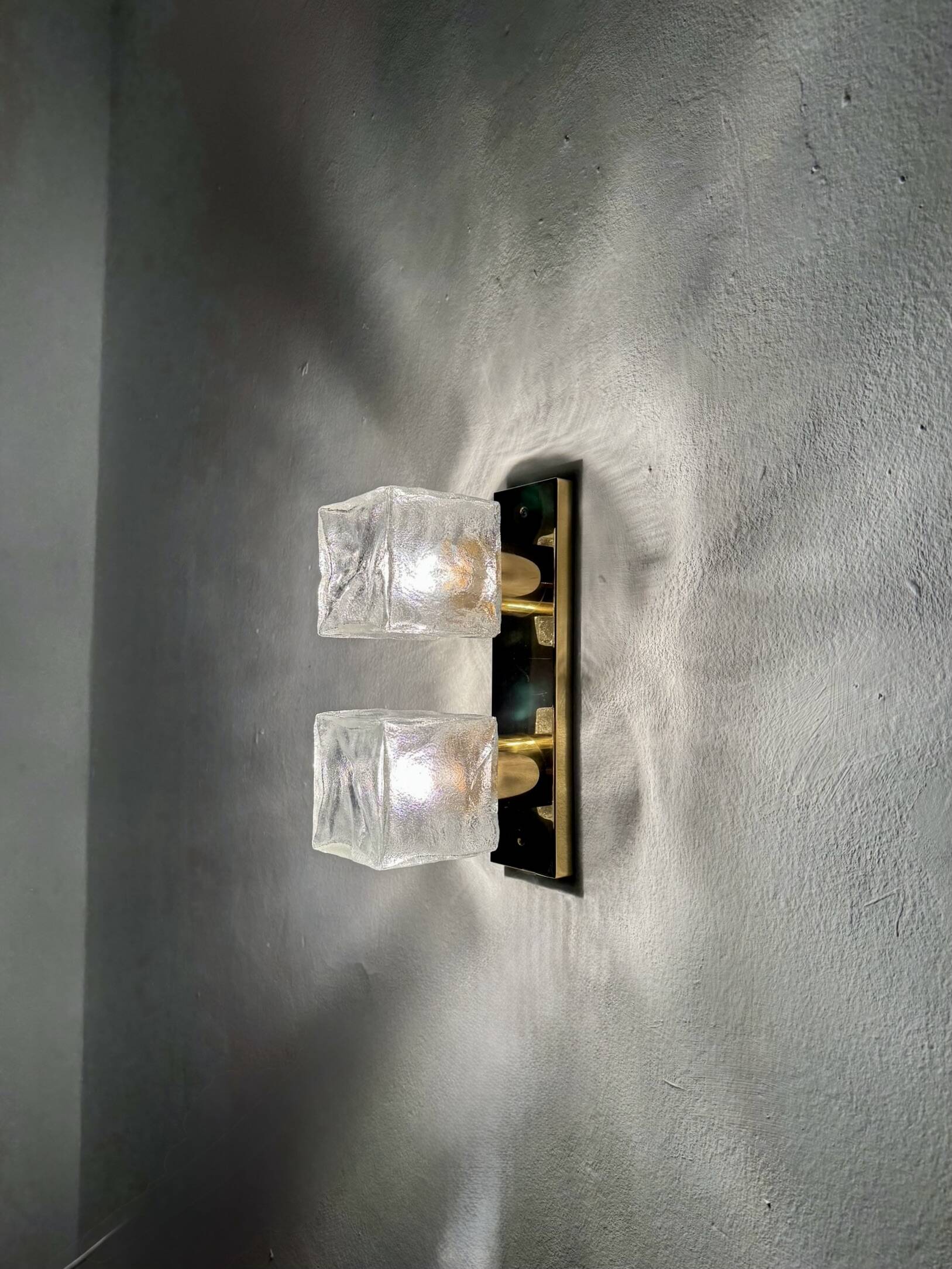 Set of 2 Ice Cube Wall Lamps or Flush Lights by J.T. Kalmar
