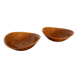 2 old orange-yellow ceramic bowls from the Salins earthenware factory