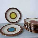 Series of 12 large plates of vintage sandstone DENBY made in Engand