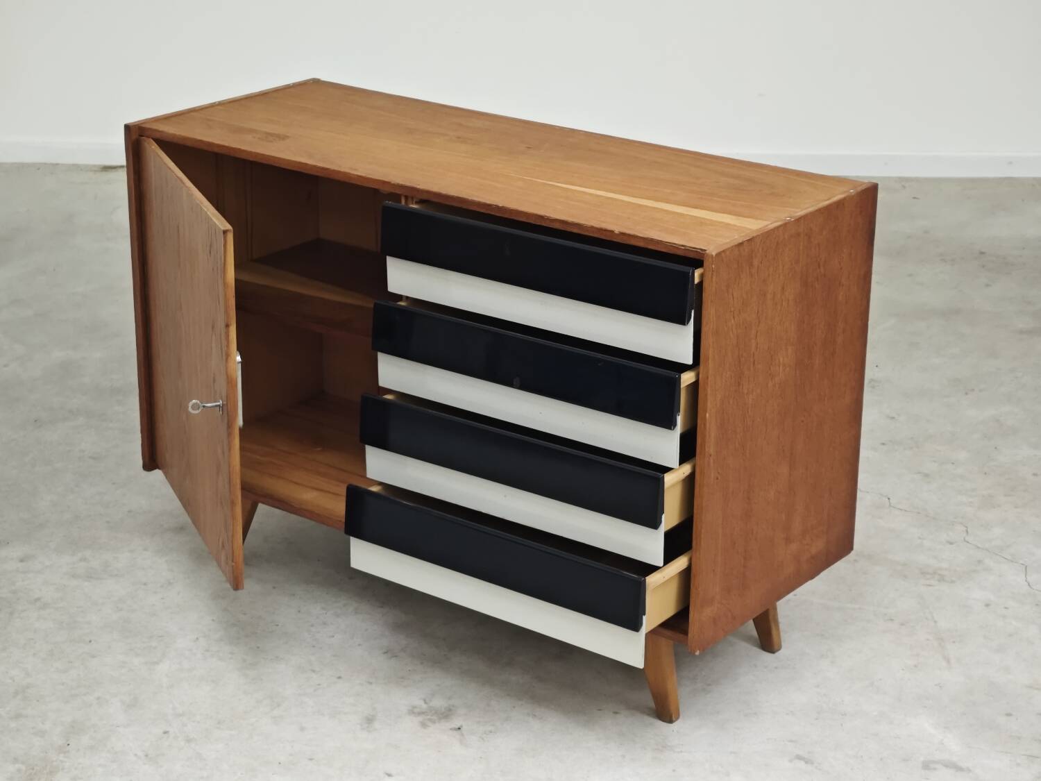 U-458 Sideboard Cabinet by Jiri Jiroutek for Interier Praha black and white 1960