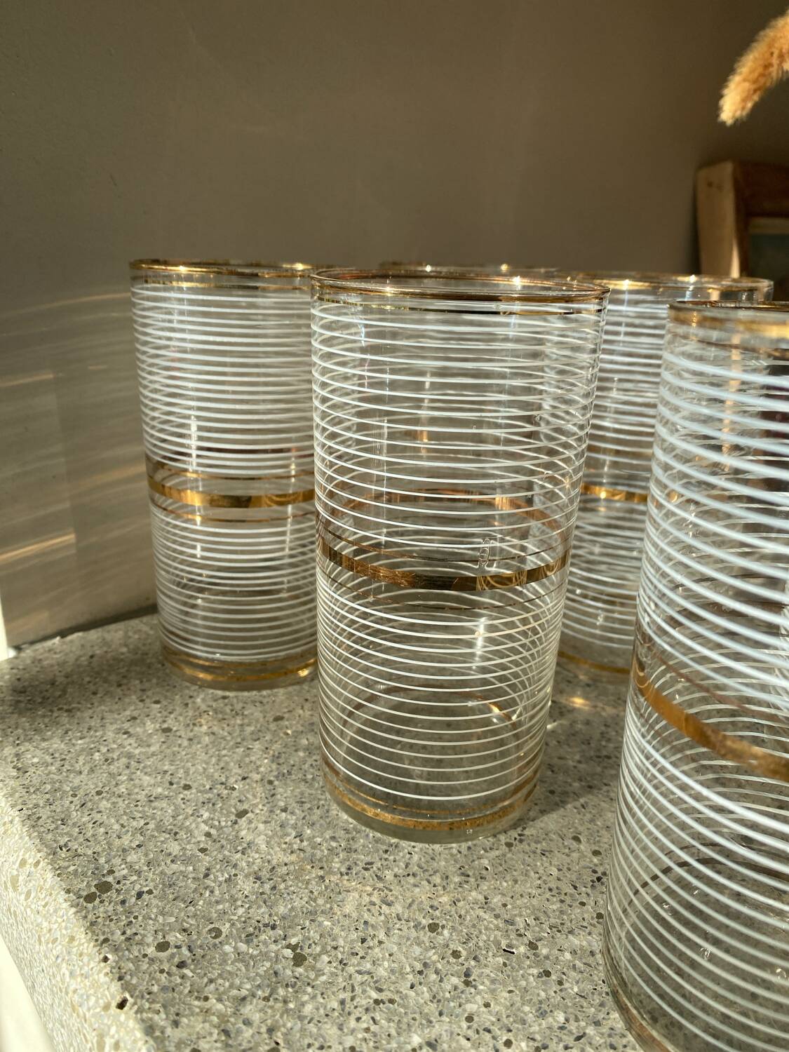 6 vintage orangeade glasses