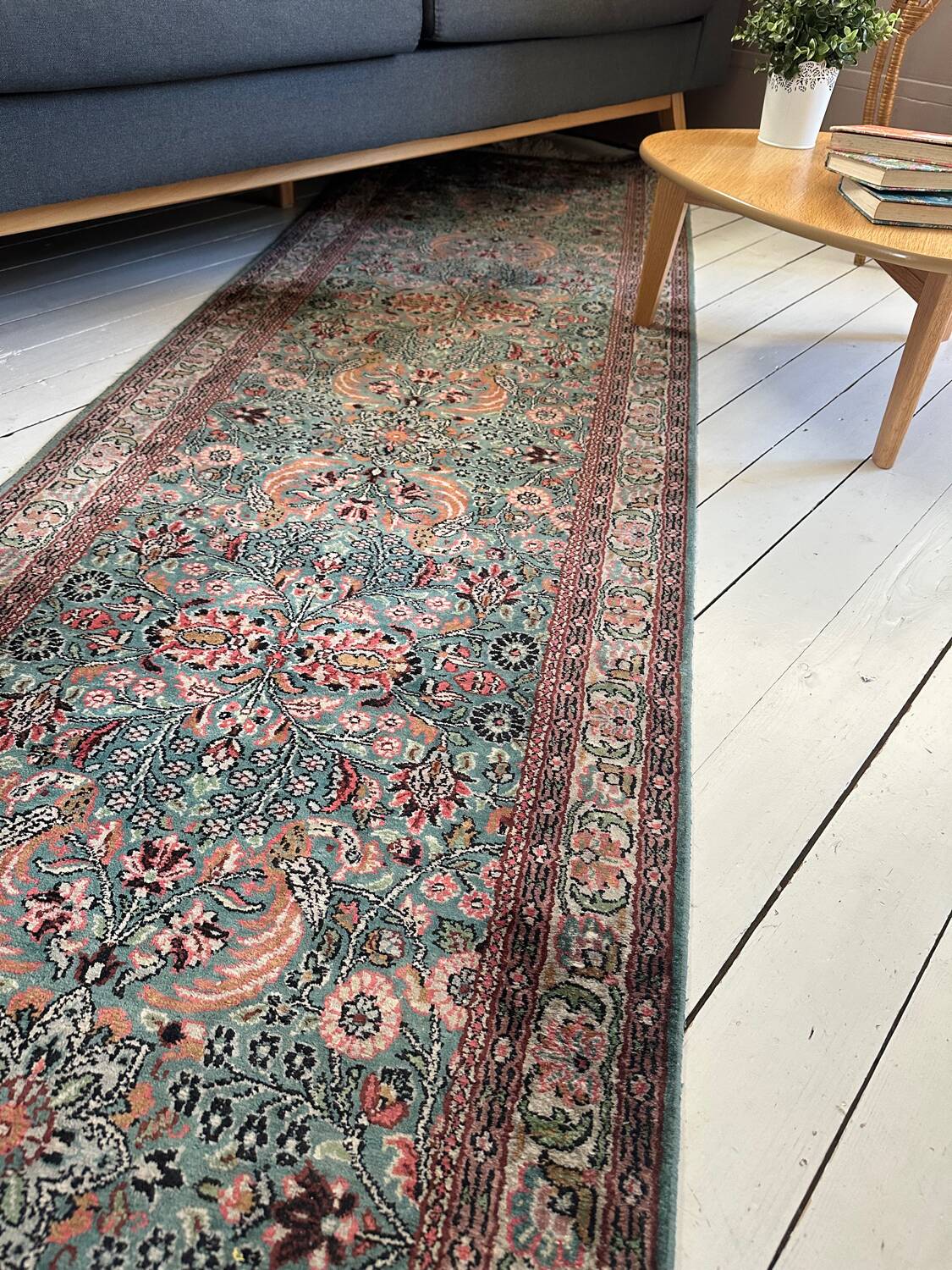 Antique Indian runner rug 301x81