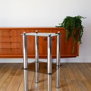 Bolster in chrome and smoked glass, double floors, Design, 1970