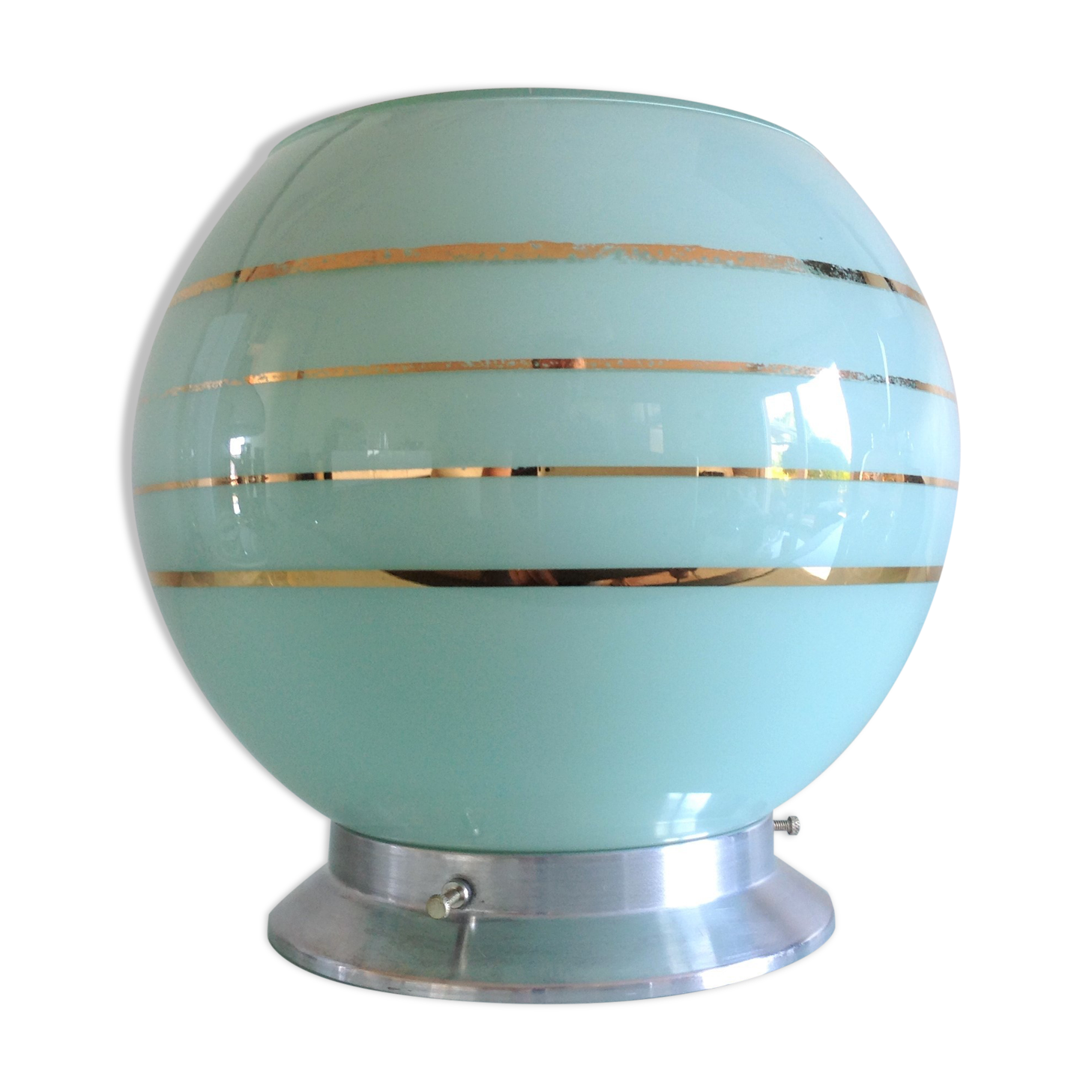 Ceiling lamp globe in opaline peppermint / vintage years 50-60