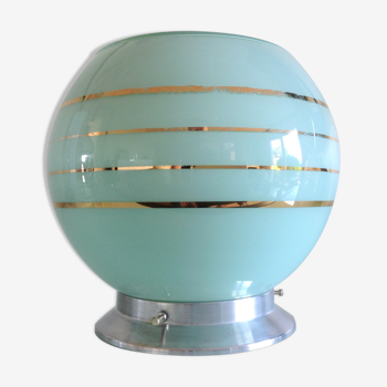 Plafonnier globe en opaline peppermint / vintage années 50-60