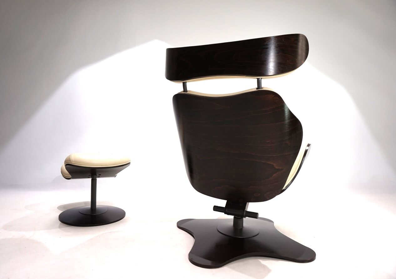 Stokke Varier Tok leather armchair with ottoman by Toshiyuki Stokke Varier Tok leather armchair with ottoman by Toshiyuki