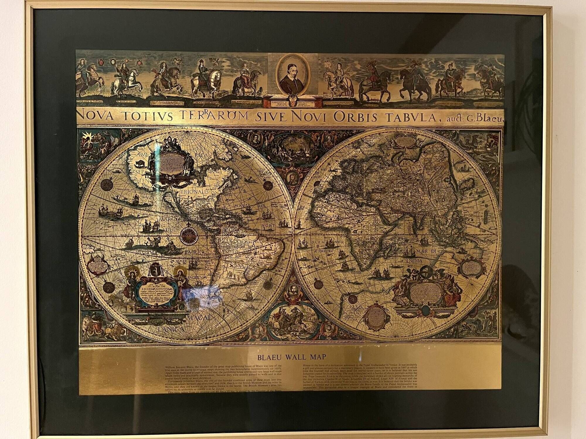 Golden old and new world map