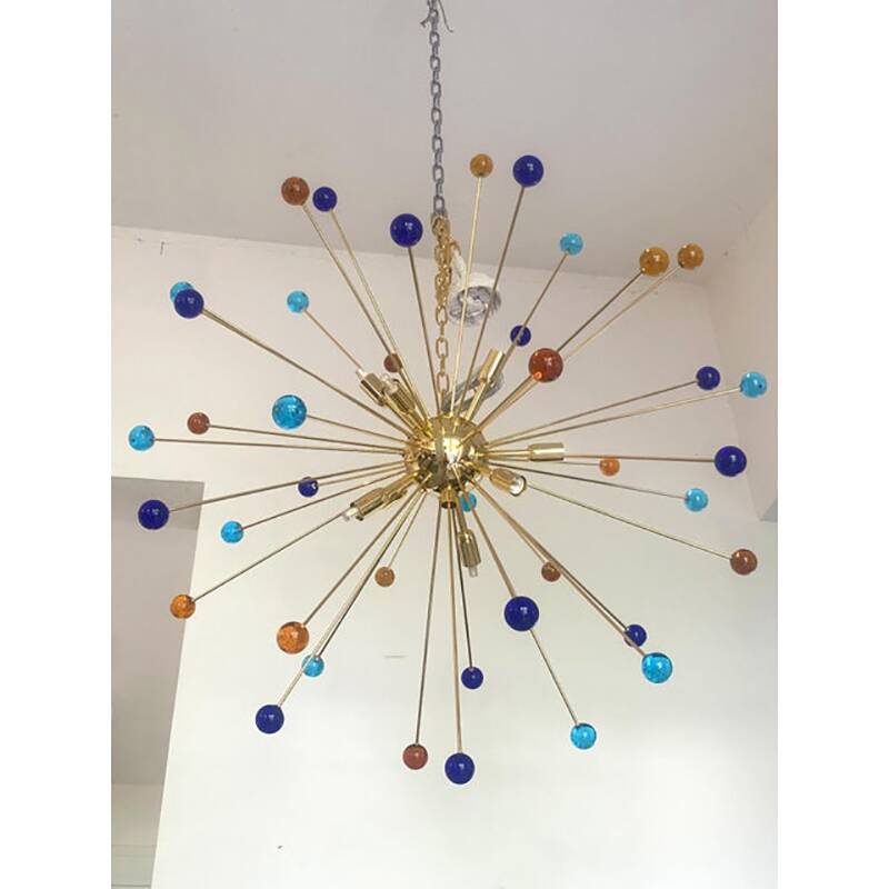 Contemporary Multicolor “Star” Murano Glass Sputnik Chandelier