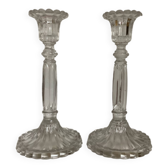 Pair of candlesticks Val Saint Lambert Belgium