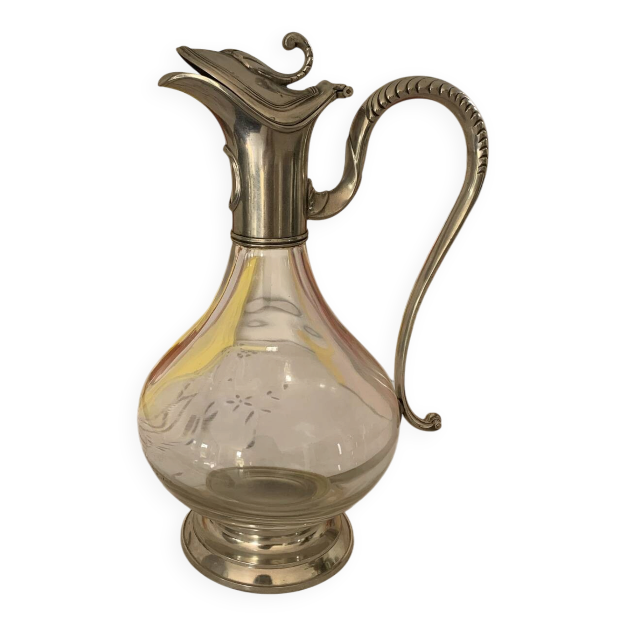 Glass and pewter carafe