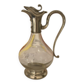 Carafe en verre et étain