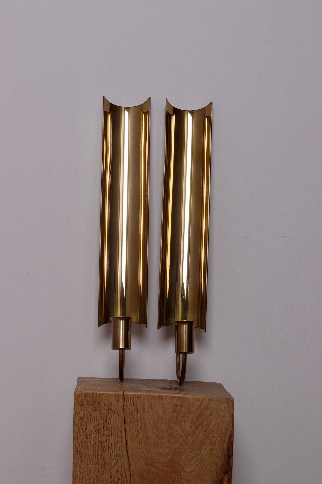 Pair of Swedish Brass sconces by Pierre Forsell for Skultuna " Reflex"