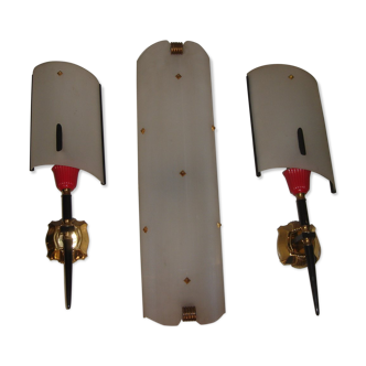 Bets of torches perspex 1950 + ceiling lamp