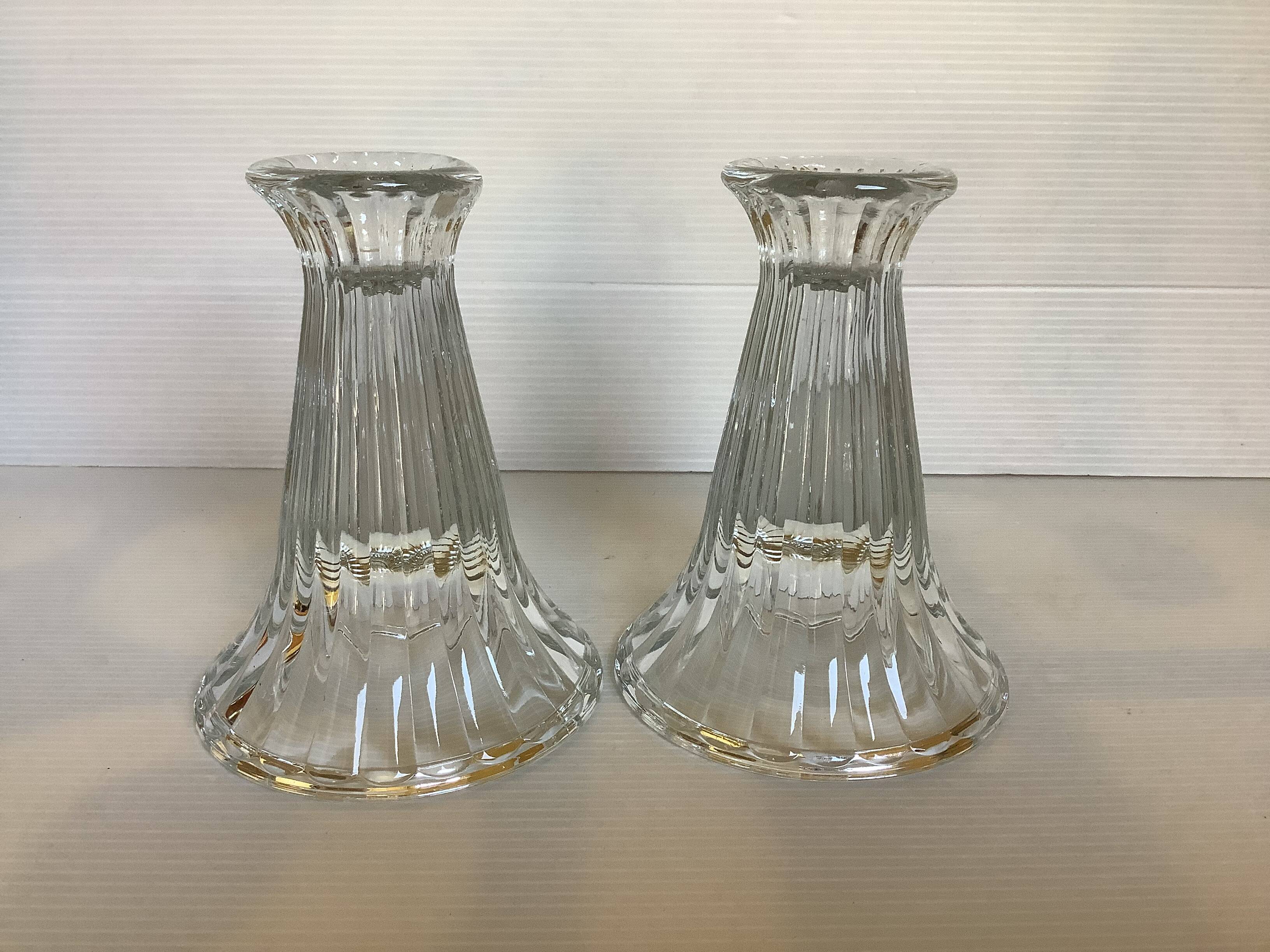 Pair of glass candlesticks