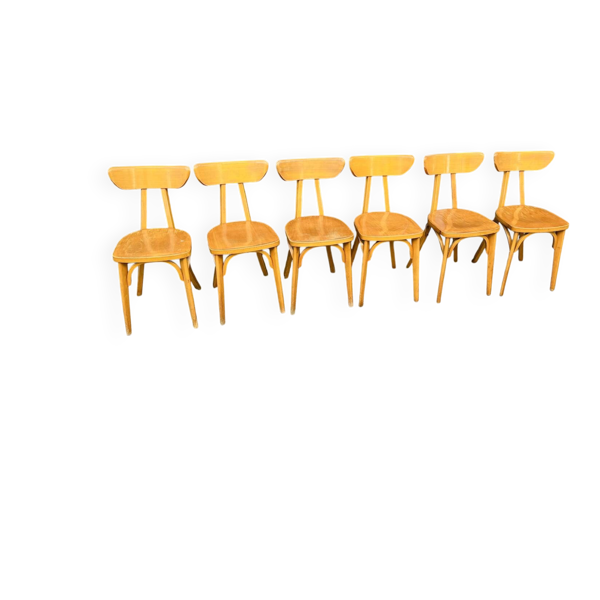 (Lot) 6 Chaises Bistrot Lutherma Banane (Chêne clair)