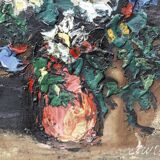 Oil on canvas, bouquet of flowers, signed.