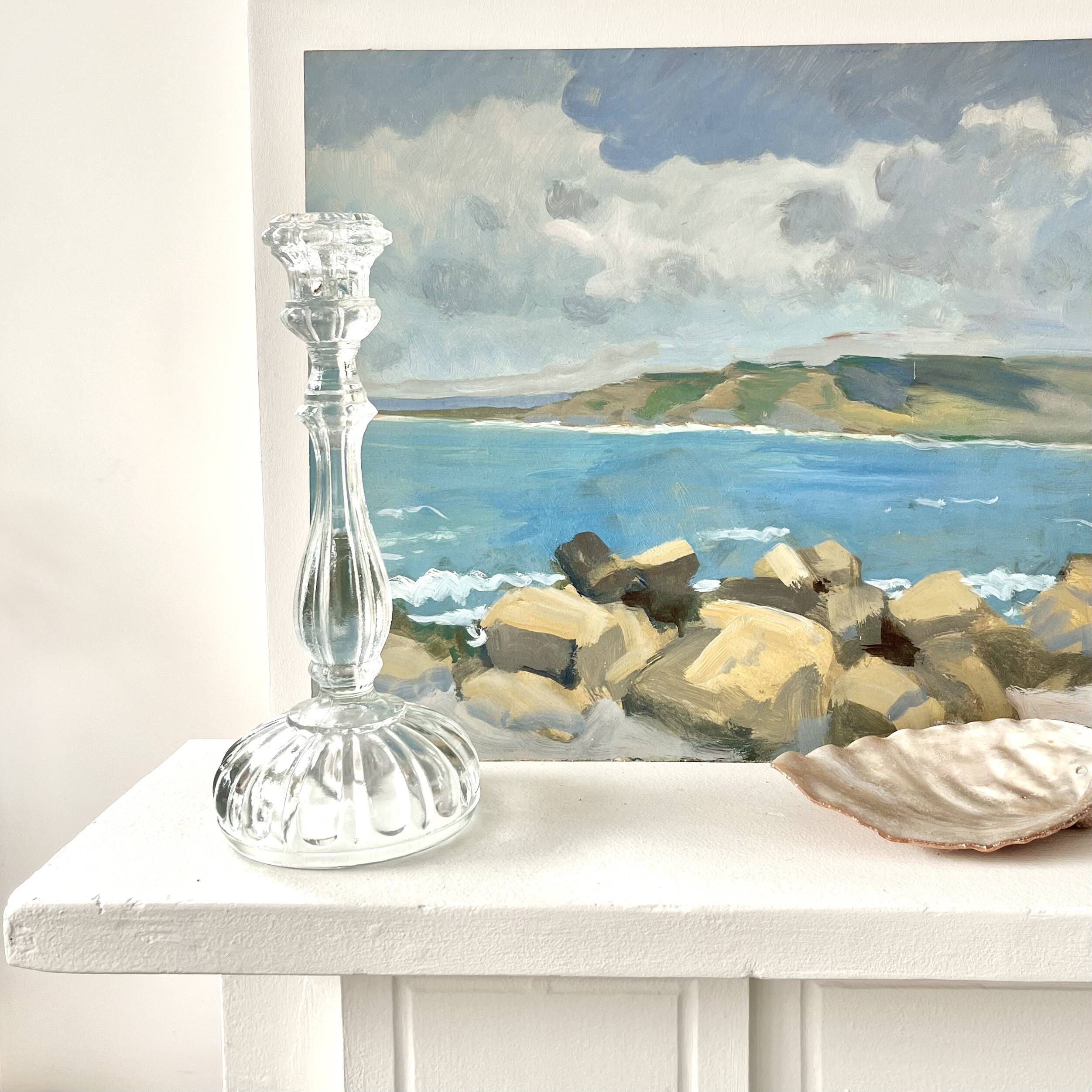 Thick molded glass candle holder