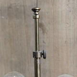 Pied de lampe ancien, faïence et laiton