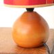 Wooden lamp, lampshade graphic fabric, 70s