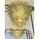 Luxury Venetian Smoked-Fumè and Green “Palmette” Murano Glass Plating Gold