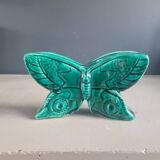 Green glazed ceramic butterfly flower frog