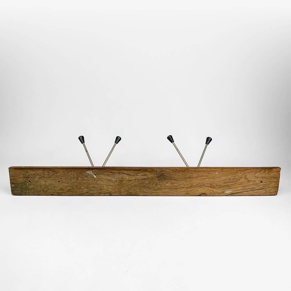 Wall coat rack with golden metal hooks from the 60s