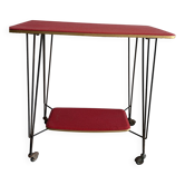 Desserte / console vintage Formica rouge - années 50/60