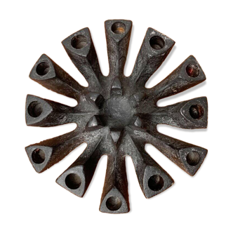 Brutalist cast iron candlestick from mid-century Japan by Jens H. Quistgaard, 1960s.