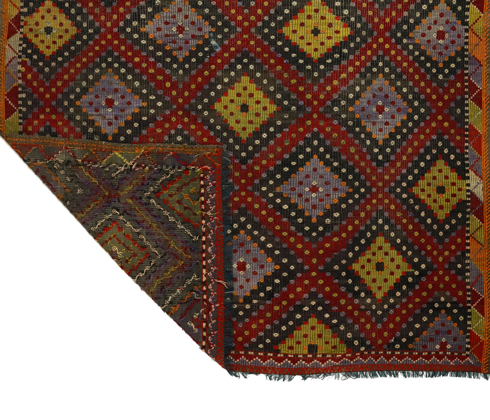 Anatolian handmade kilim rug 272 cm x 191 cm
