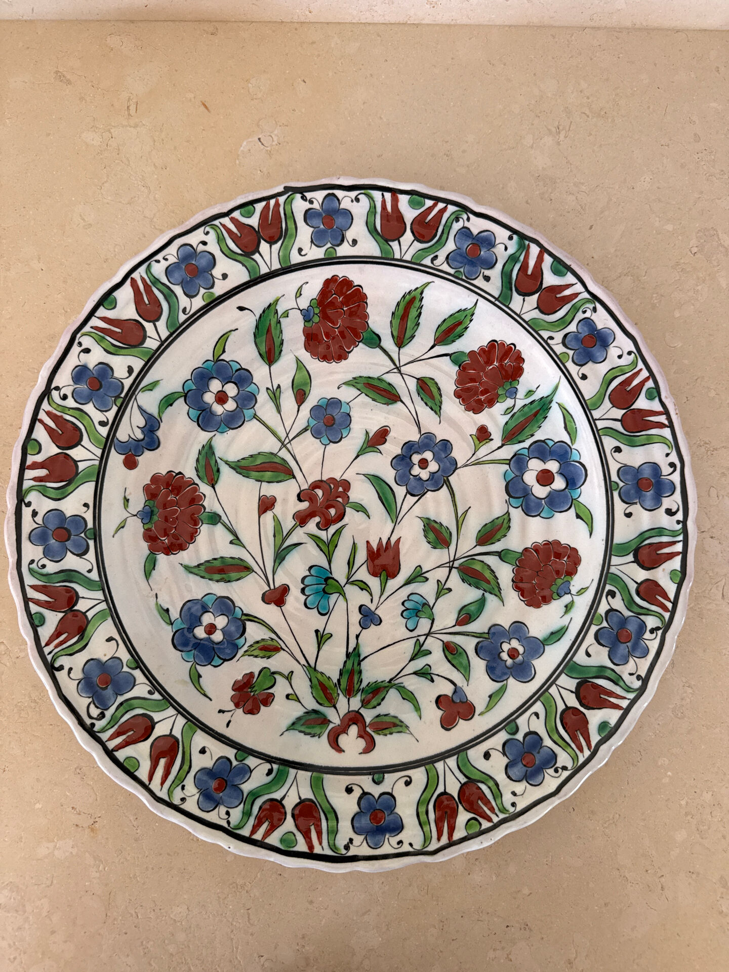 Large ceramic dish Greek IKAROS RHODES – hand-painted – 35 cm