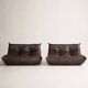 Set 2 canapés 2 places  michel ducaroy / ligne roset cuir marron