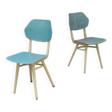 Set of 2 Czechoslovak chairs TON Bystrice Thonet White and Blue