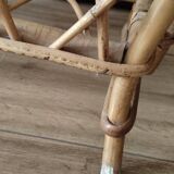 Vintage magazine holder 60s in rattan honey light