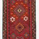 3x12 Wine Red Geometric Vintage Runner Rug, 99x352Cm