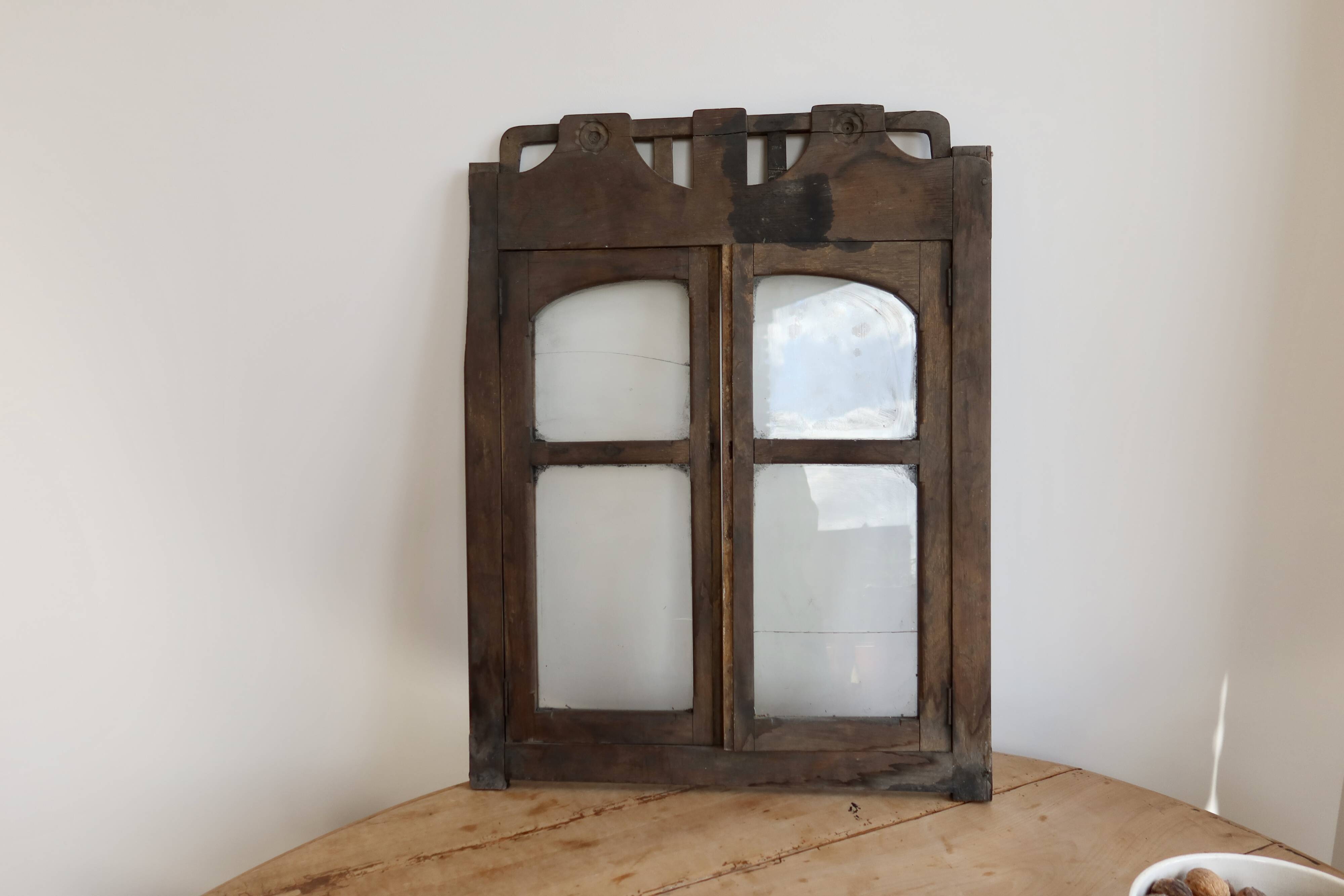 Old wooden double display window