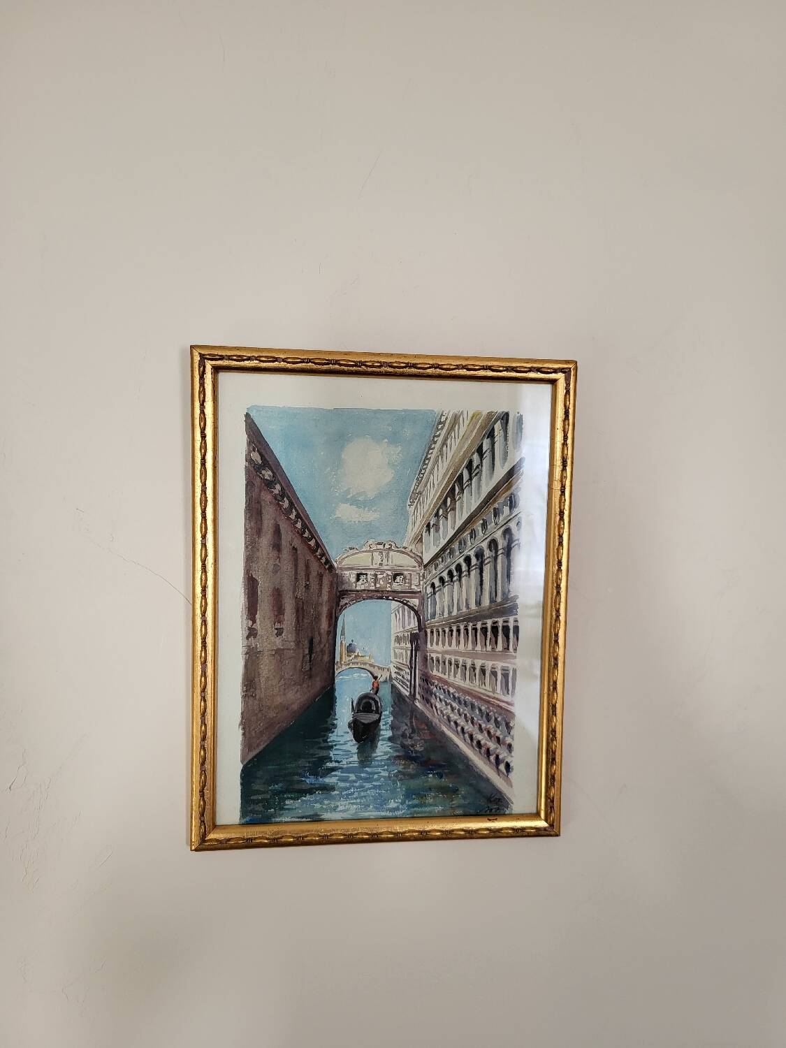 Watercolor of Venice, early 20th century/ Gondola/ Italy