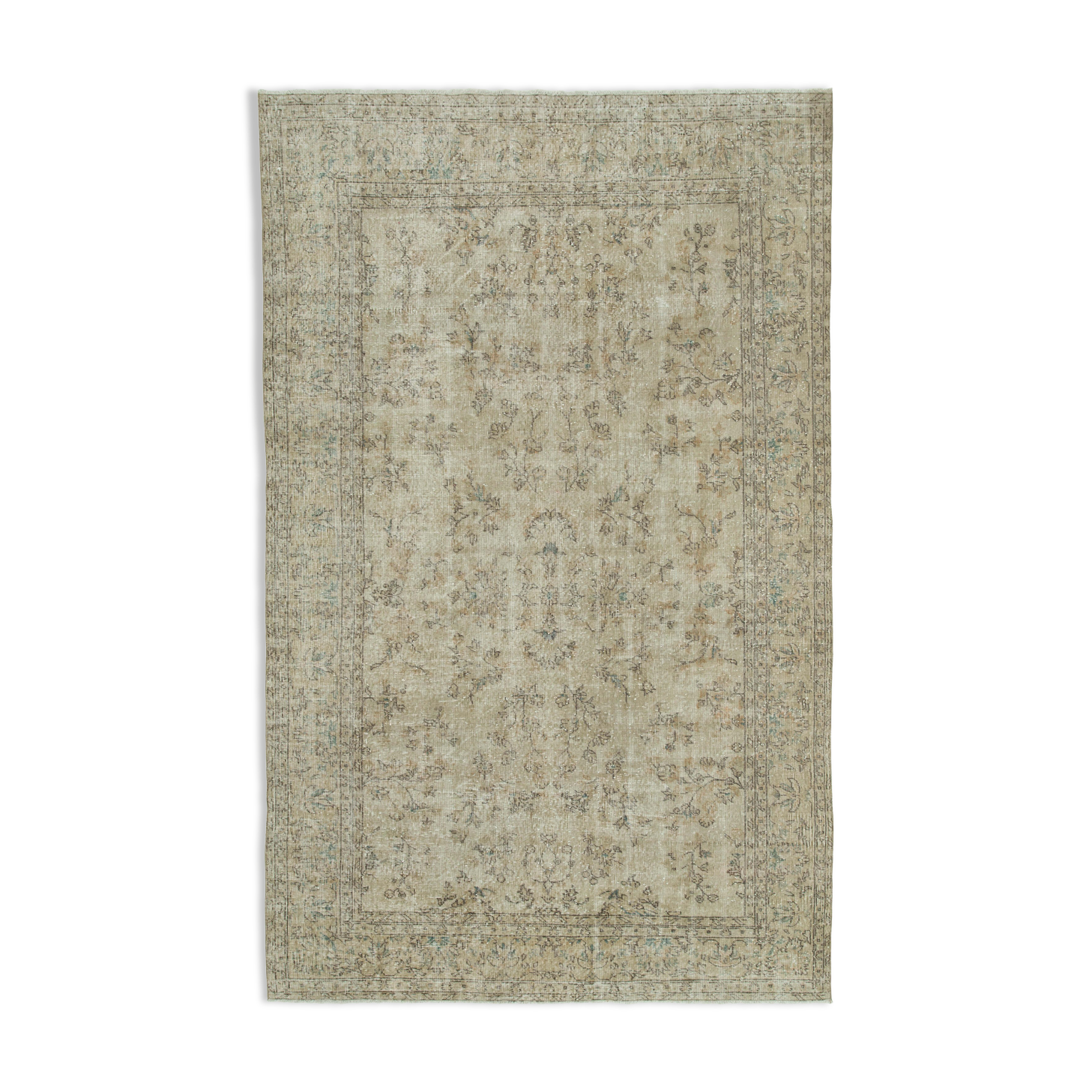 Handwoven antique anatolian beige carpet 200 cm x 316 cm - 36636