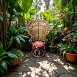 Fauteuil Emmanuelle rotin Peacock 1960